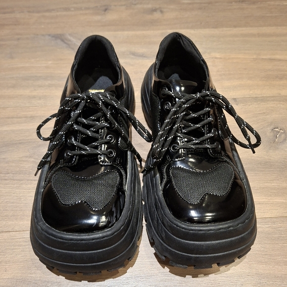 littlegood Black Patent Leather Chunky Platform Sneakers (Size EU 37/US 6.5) - Picture 2 of 8